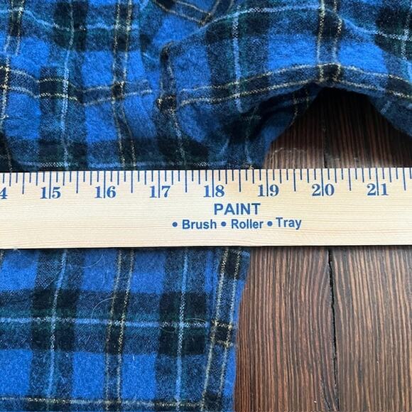 Pendleton Fireside 100% Wool Shirt Mens M Blue Tartan Plaid Button Down - Picture 7 of 9